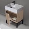 Modern Bathroom Vanity With Marble Design Sink, Free Standing, 24